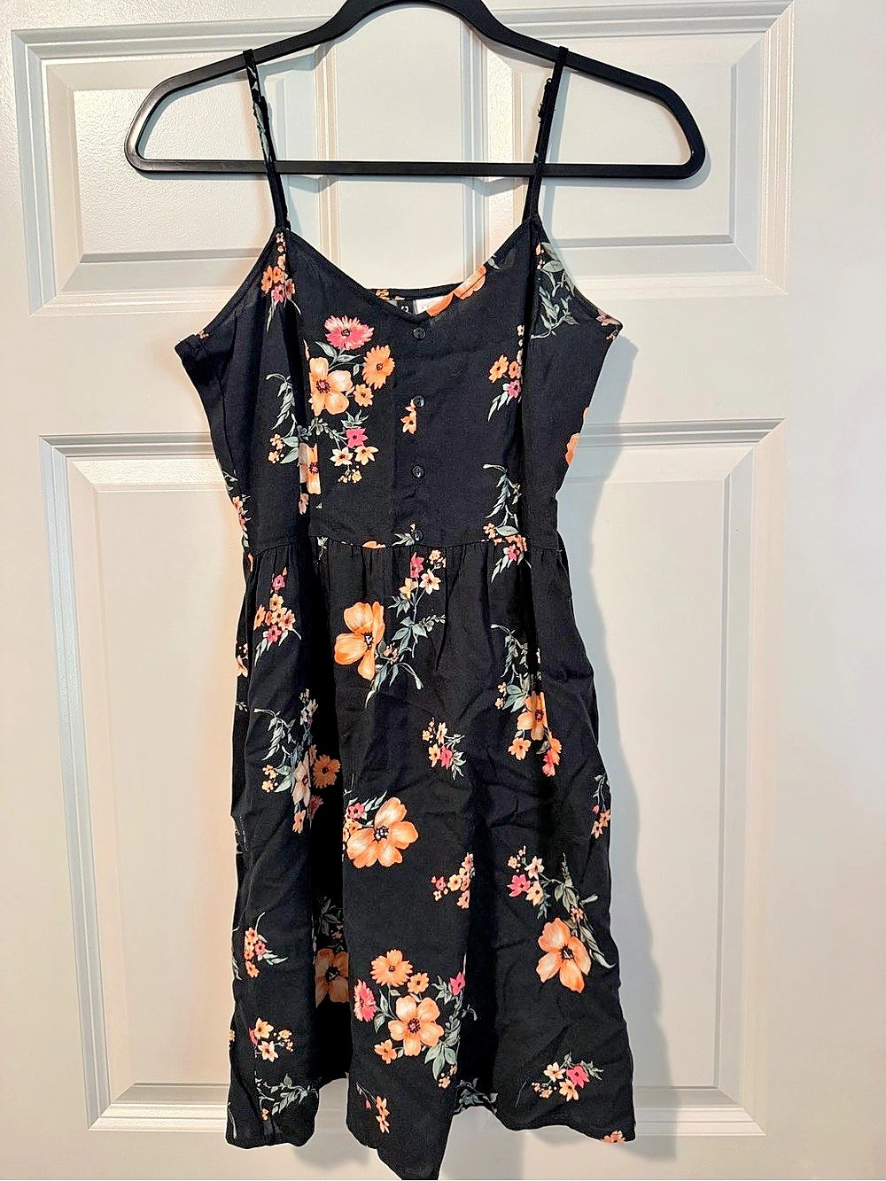 Floral Black & Orange Mini Dress